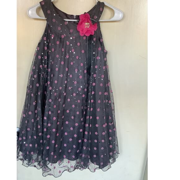 Bonnie Jean little girls mesh dress with flocked dots grey size 12 - Picture 1 of 3